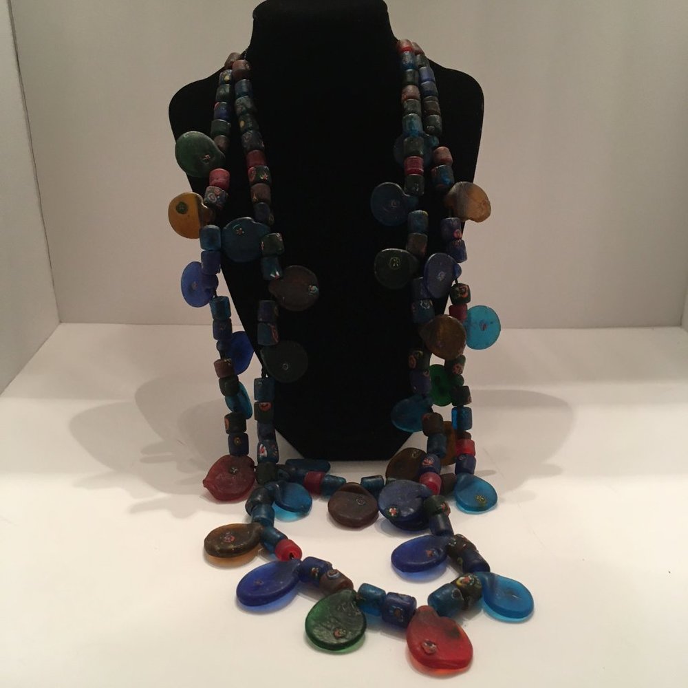 Handmade Millefiori Art Glass Necklace - Picture 2 of 14